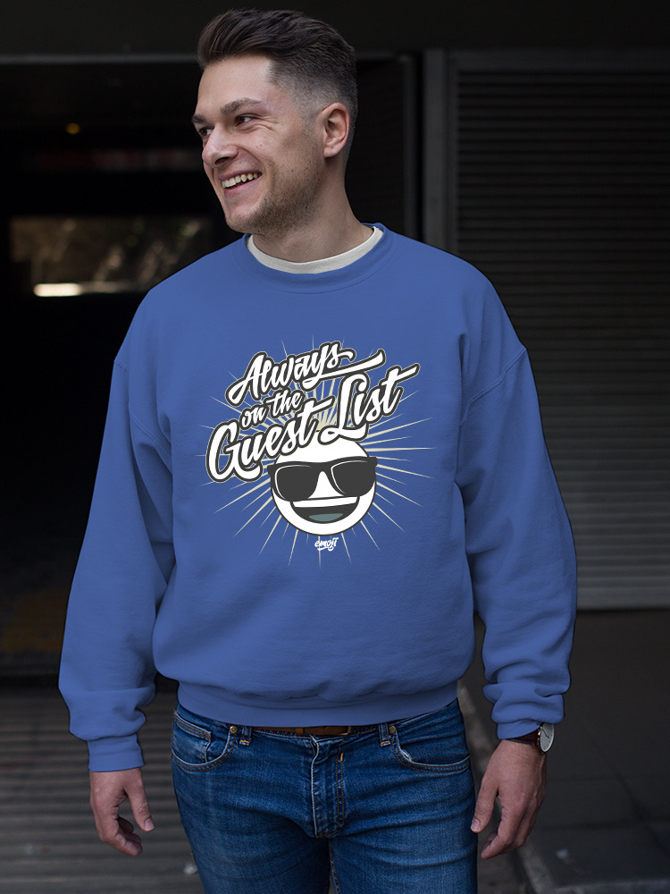 Always VIP - Guest List Cool Retro Emoji Party Men's Sweatshirt - Picture 14 of 20