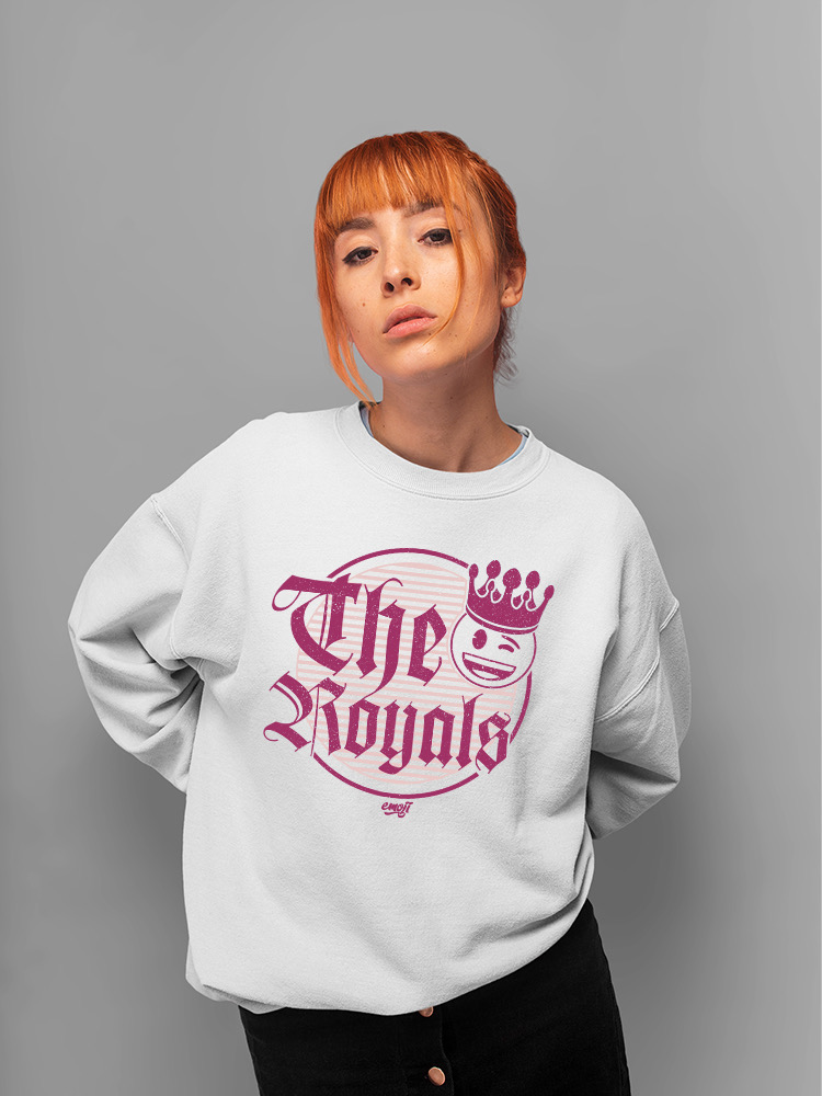 The Royals - Retro Gothic Crown Emoji Graphic Damen Sweatshirt - Bild 18 von 20