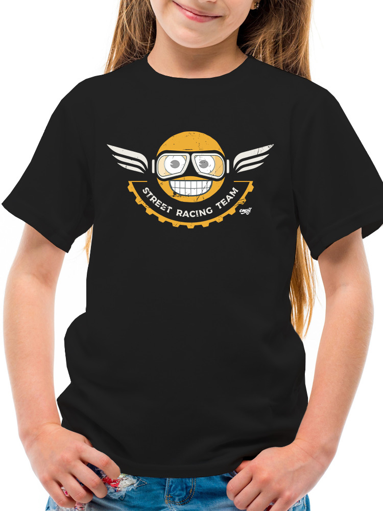 Street Racing Team - Retro Moto Racer Emoji Youth's T-shirt - Picture 5 of 12