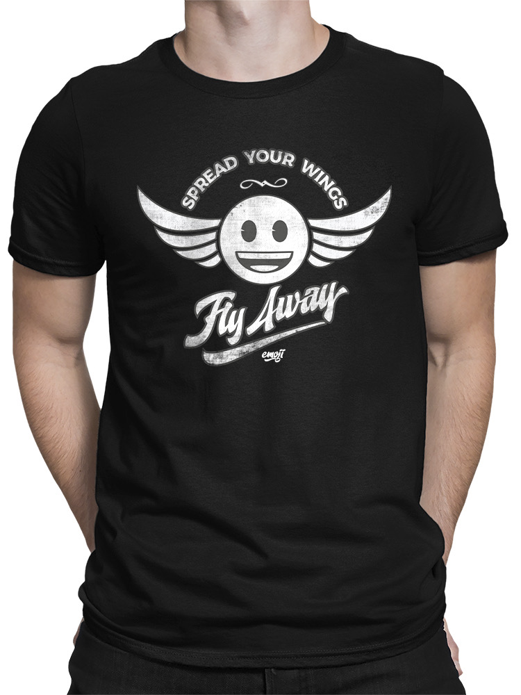 Fly Away - Retro Winged Emoji Graphic Men's T-shirt - Picture 5 of 24