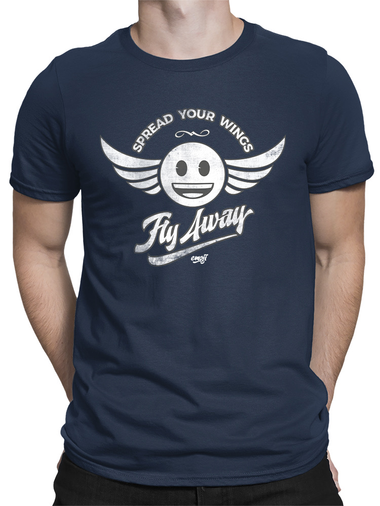 Fly Away - Retro Winged Emoji Graphic Men's T-shirt - Picture 9 of 24