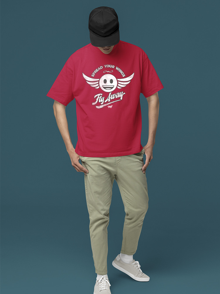 Fly Away - Retro Winged Emoji Graphic Men's T-shirt - Picture 14 of 24