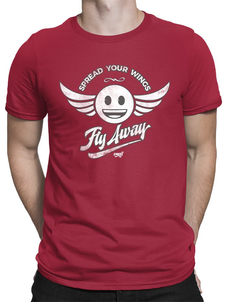 Fly Away - Retro Winged Emoji Graphic Men's T-shirt - Picture 13 of 24