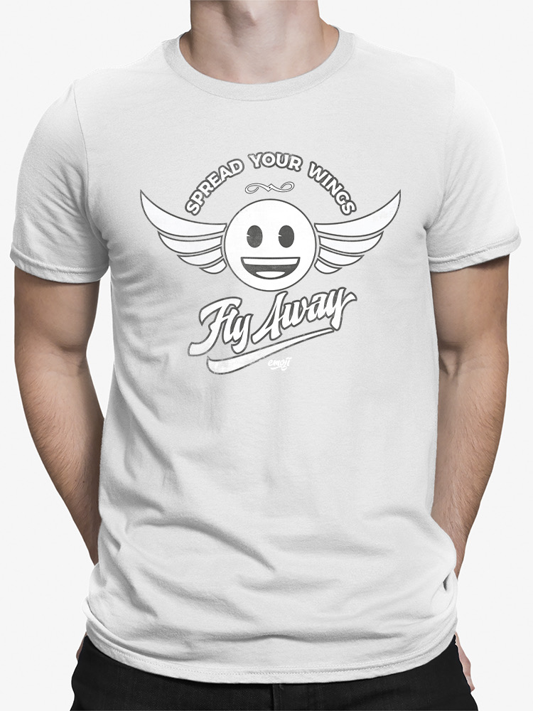 Fly Away - Retro Winged Emoji Graphic Men's T-shirt - Picture 21 of 24