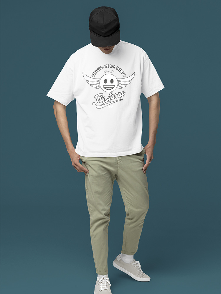 Fly Away - Retro Winged Emoji Graphic Men's T-shirt - Picture 22 of 24