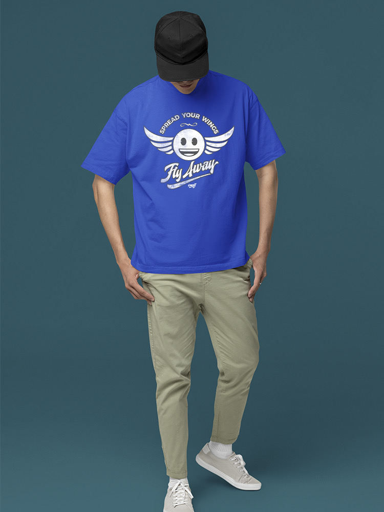 Fly Away - Retro Winged Emoji Graphic Men's T-shirt - Picture 18 of 24