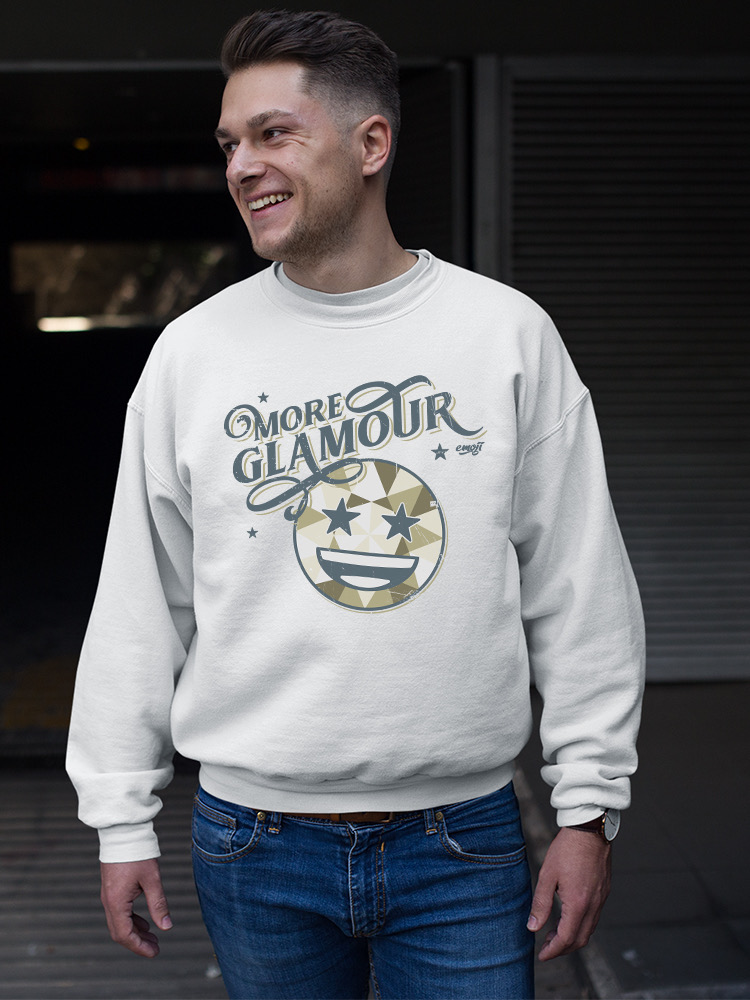 More Glamour - Starry Sparkle Retro Emoji Grafik Herren Sweatshirt - Bild 10 von 12