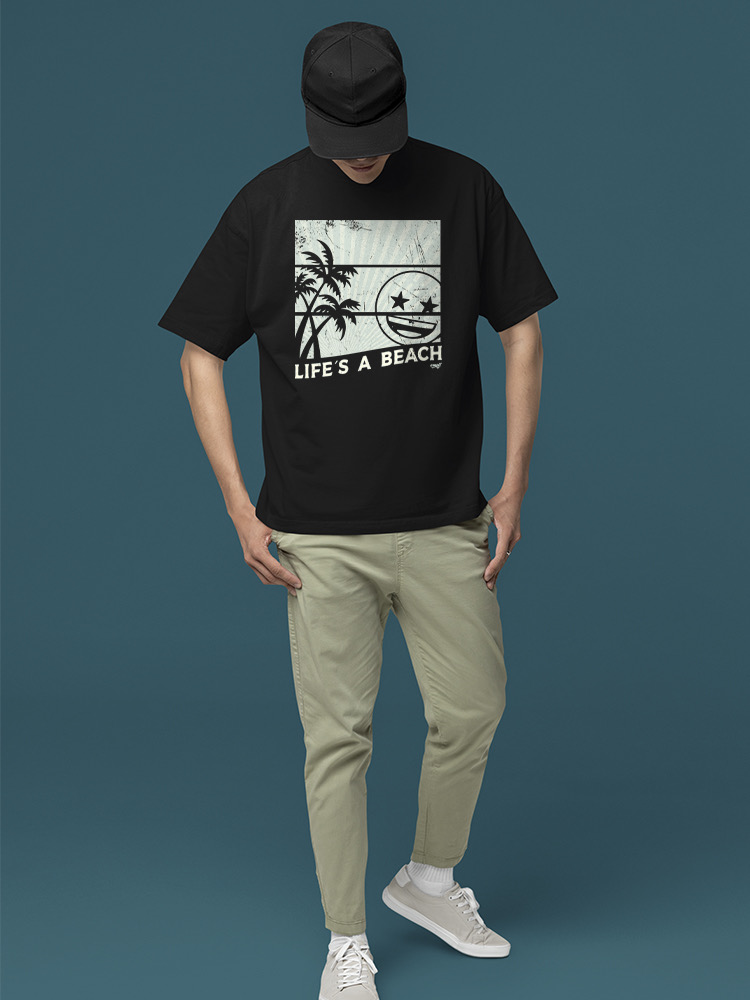 Life's A Beach - Vintage Palm Tree Emoji Men's T-shirt - Picture 6 of 20