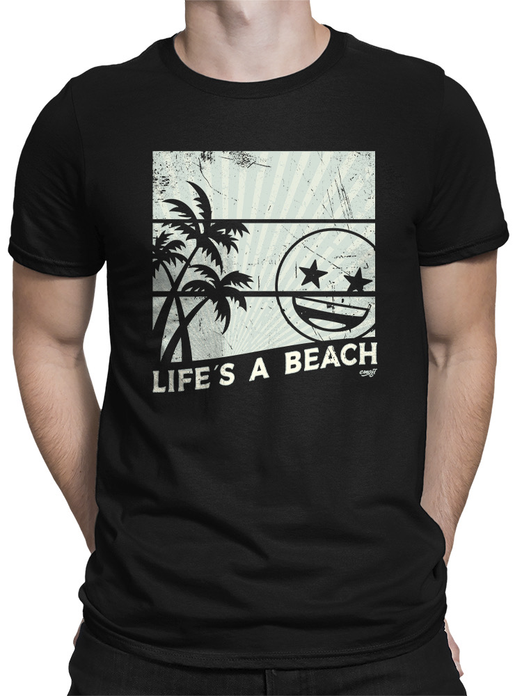 Life's A Beach - Vintage Palm Tree Emoji Men's T-shirt - Picture 5 of 20