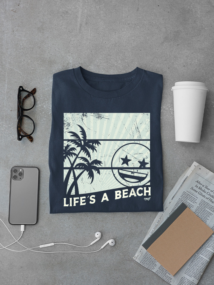 Life's A Beach - Vintage Palm Tree Emoji Men's T-shirt - Picture 11 of 20