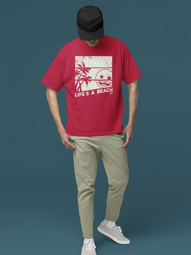 Life's A Beach - Vintage Palm Tree Emoji Men's T-shirt - Picture 14 of 20