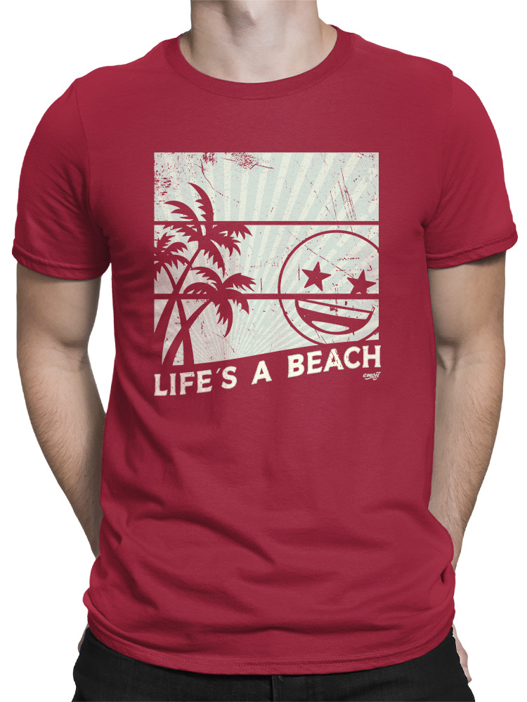 Life's A Beach - Vintage Palm Tree Emoji Men's T-shirt - Picture 13 of 20