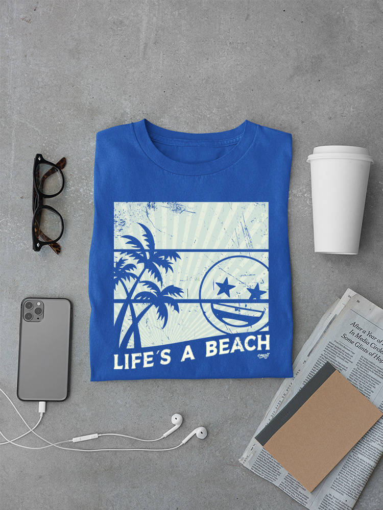 Life's A Beach - Vintage Palm Tree Emoji Men's T-shirt - Picture 19 of 20