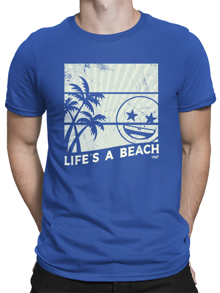Life's A Beach - Vintage Palm Tree Emoji Men's T-shirt - Picture 17 of 20