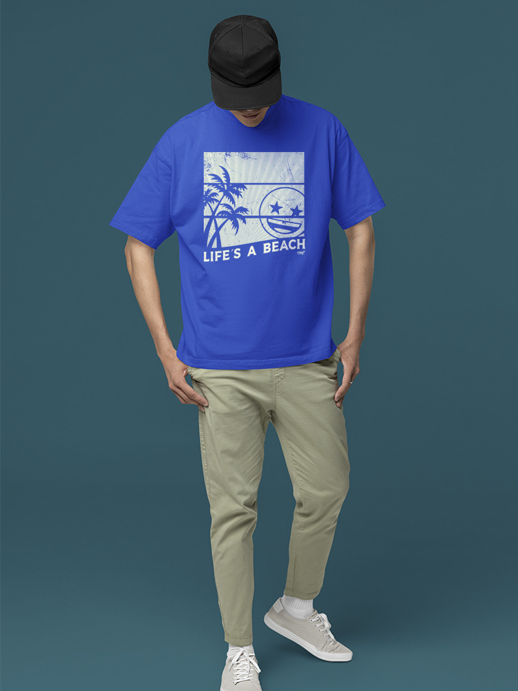 Life's A Beach - Vintage Palm Tree Emoji Men's T-shirt - Picture 18 of 20