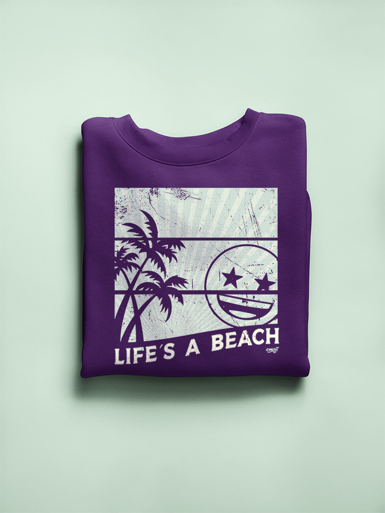 Life's A Beach - Vintage Palm Tree Emoji Damen Sweatshirt - Bild 15 von 16