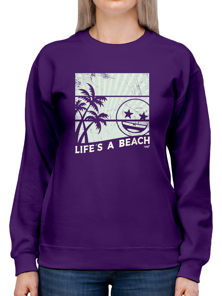 Life's A Beach - Vintage Palm Tree Emoji Damen Sweatshirt - Bild 13 von 16