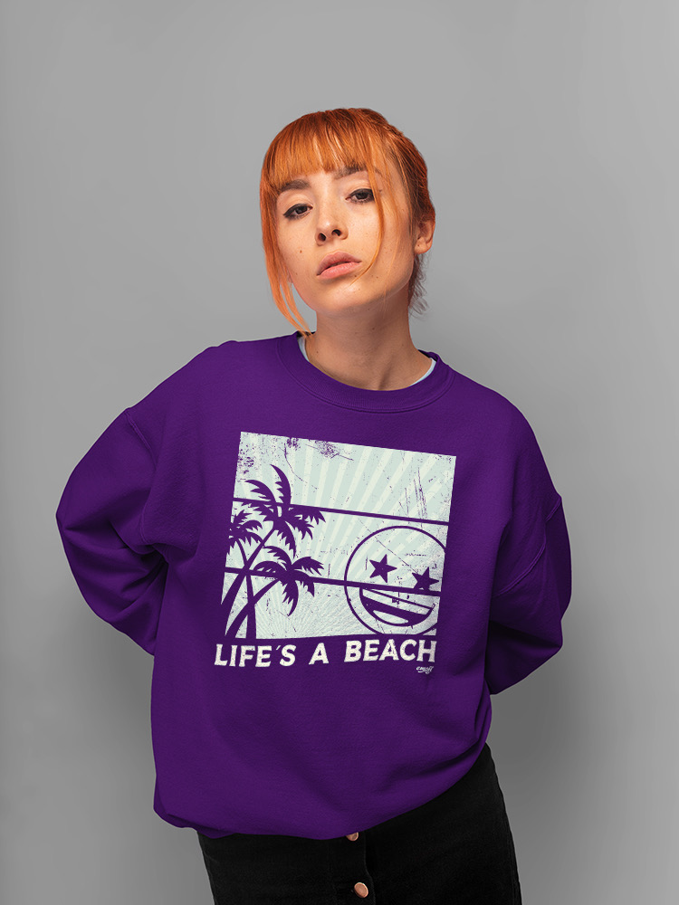 Life's A Beach - Vintage Palm Tree Emoji Damen Sweatshirt - Bild 14 von 16