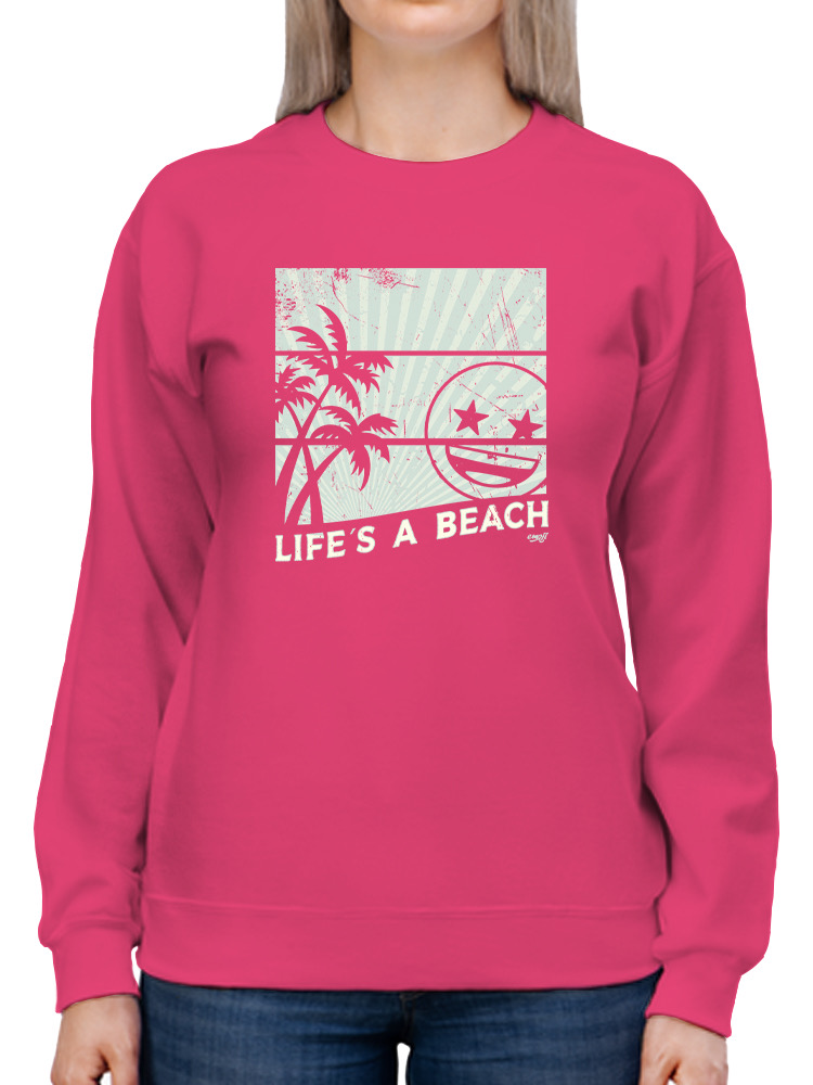 Life's A Beach - Vintage Palm Tree Emoji Damen Sweatshirt - Bild 9 von 16