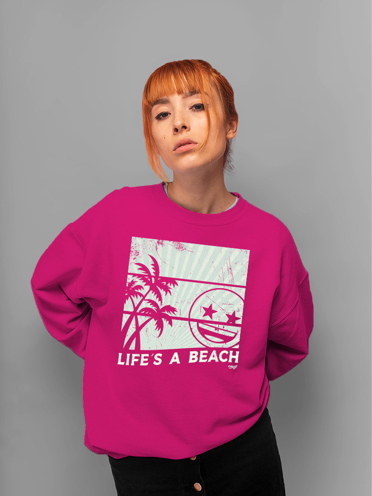 Life's A Beach - Vintage Palm Tree Emoji Damen Sweatshirt - Bild 10 von 16