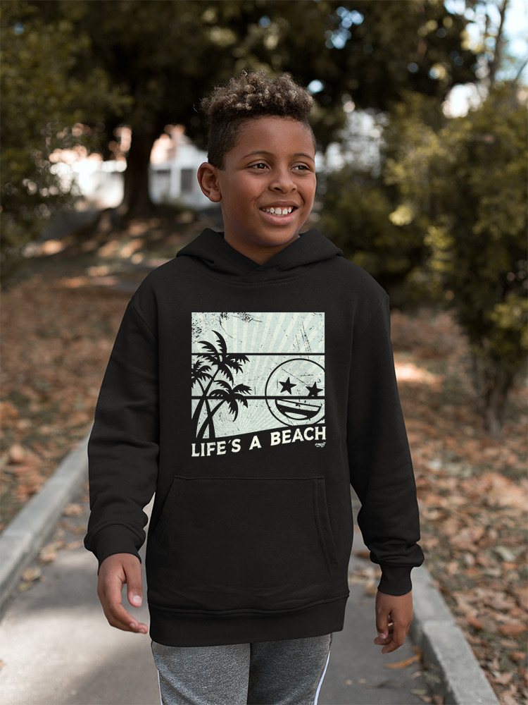 Life's A Beach - Vintage Palm Tree Emoji Youth's Hoodie - Picture 6 of 20