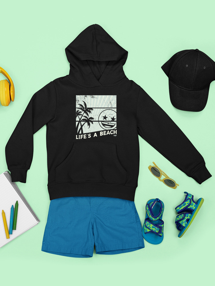 Life's A Beach - Vintage Palm Tree Emoji Youth's Hoodie - Picture 7 of 20