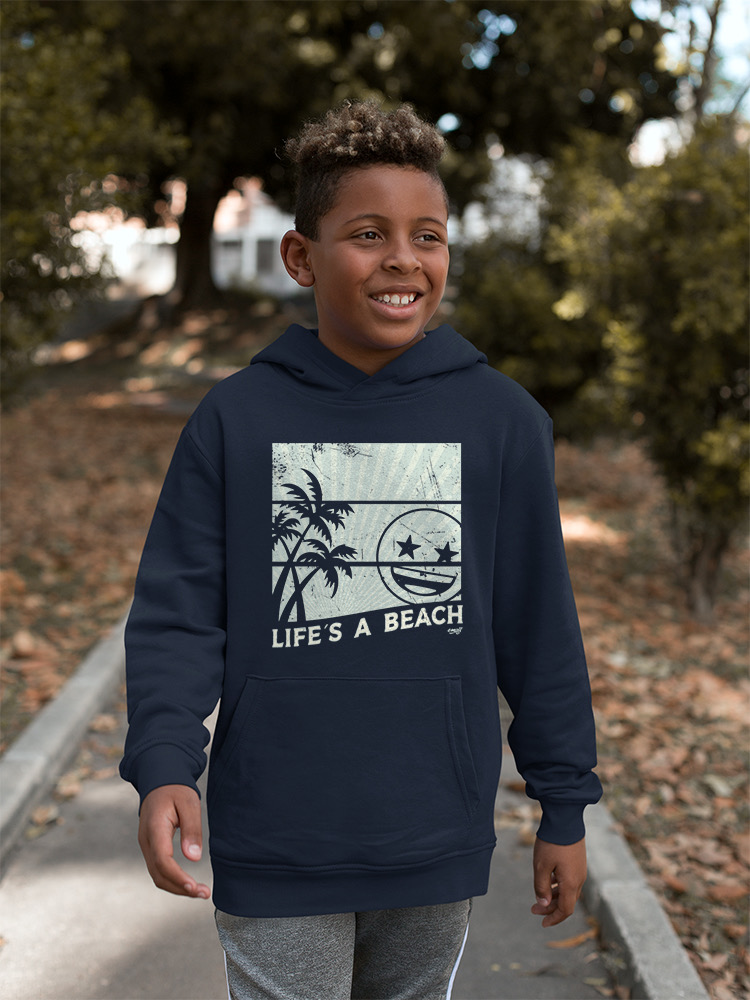 Life's A Beach - Vintage Palm Tree Emoji Youth's Hoodie - Picture 18 of 20