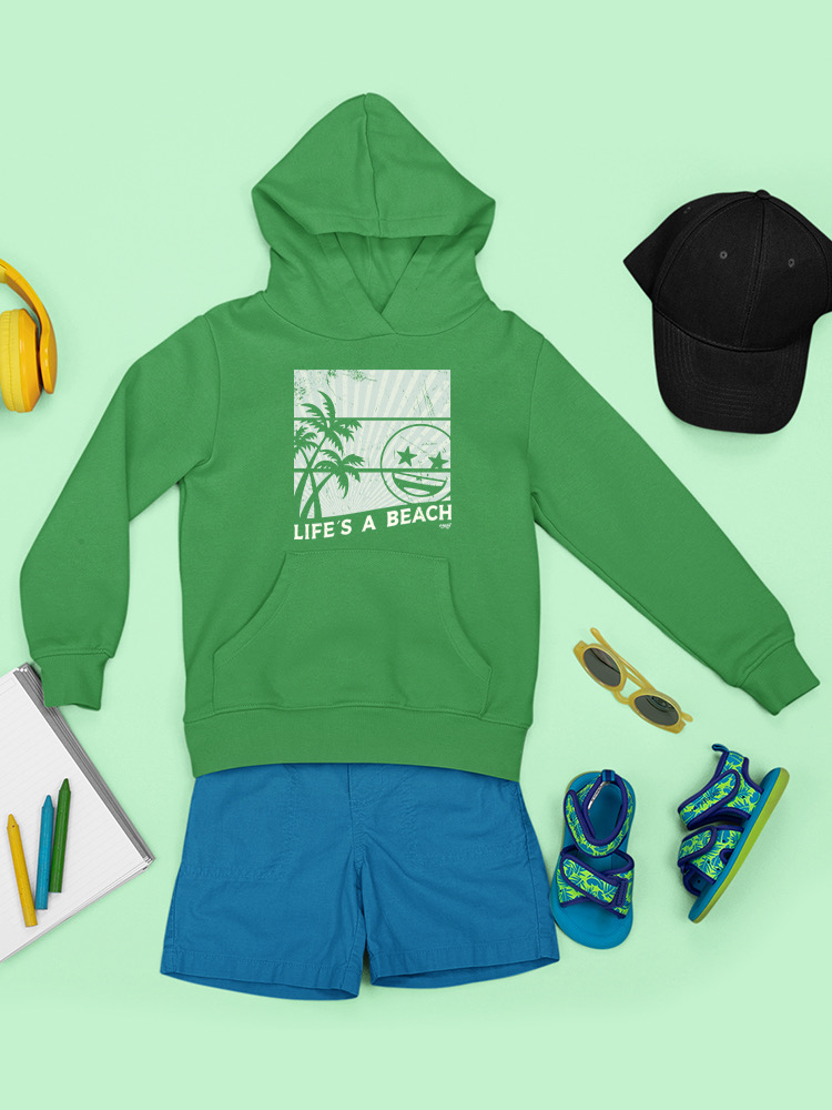 Life's A Beach - Vintage Palm Tree Emoji Youth's Hoodie - Picture 15 of 20