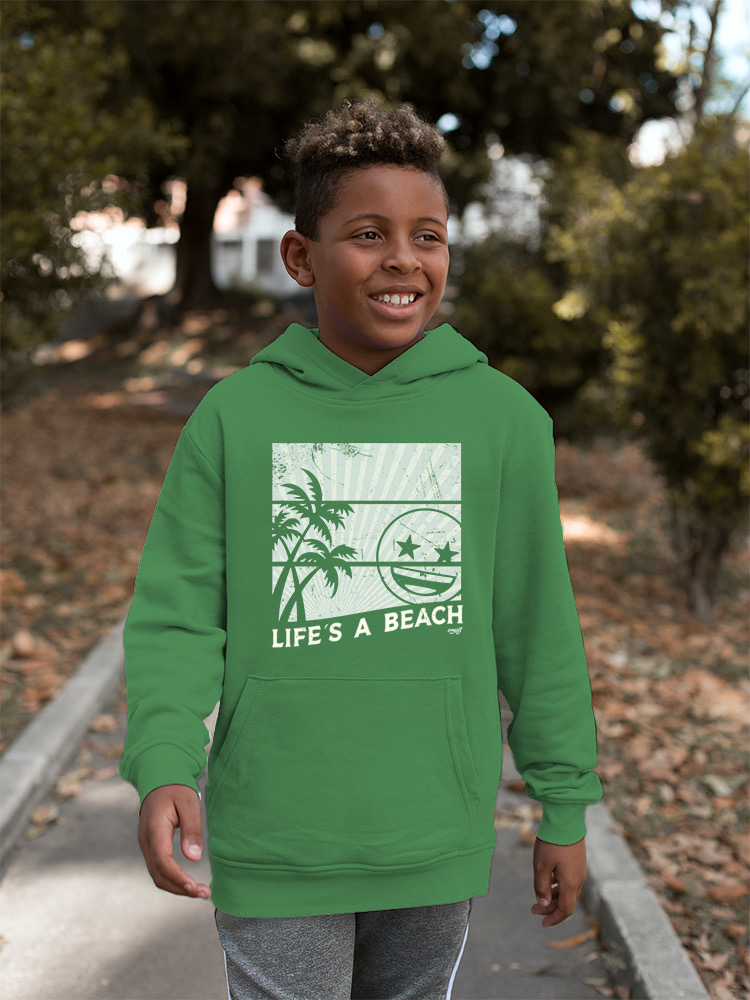Life's A Beach - Vintage Palm Tree Emoji Youth's Hoodie - Picture 14 of 20
