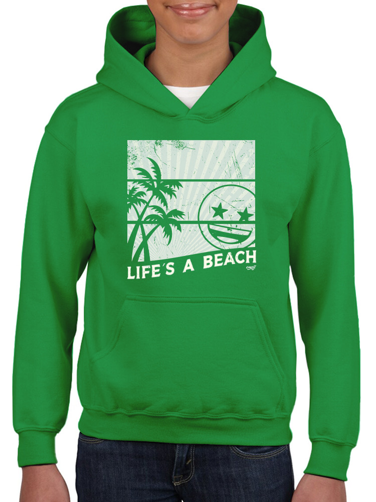 Life's A Beach - Vintage Palm Tree Emoji Youth's Hoodie - Picture 13 of 20