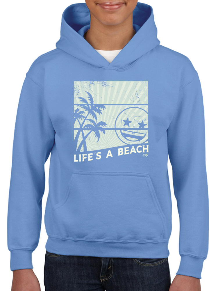 Life's A Beach - Vintage Palm Tree Emoji Youth's Hoodie - Picture 9 of 20