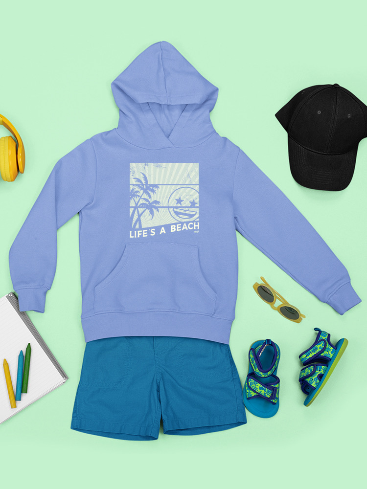 Life's A Beach - Vintage Palm Tree Emoji Youth's Hoodie - Picture 11 of 20