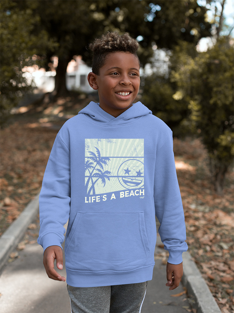 Life's A Beach - Vintage Palm Tree Emoji Youth's Hoodie - Picture 10 of 20