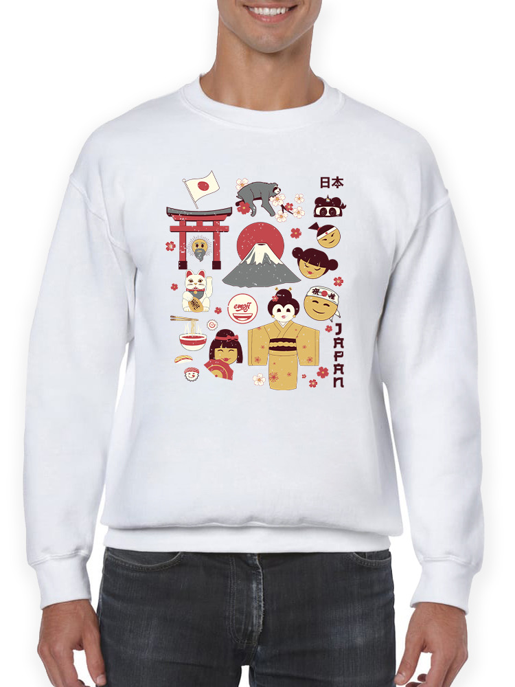 Vintage Aesthetic Japanese Emoji Graphic Men's Sweatshirt - Foto 13 di 16
