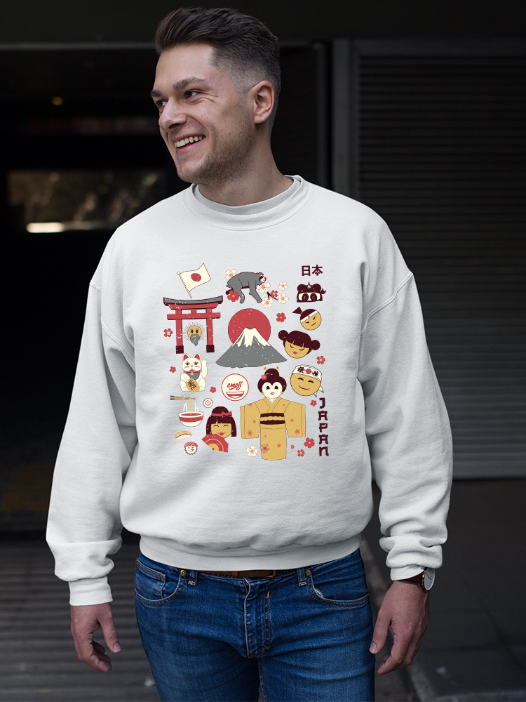 Vintage Aesthetic Japanese Emoji Graphic Men's Sweatshirt - Foto 14 di 16