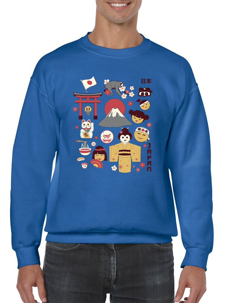 Vintage Aesthetic Japanese Emoji Graphic Men's Sweatshirt - Foto 9 di 16