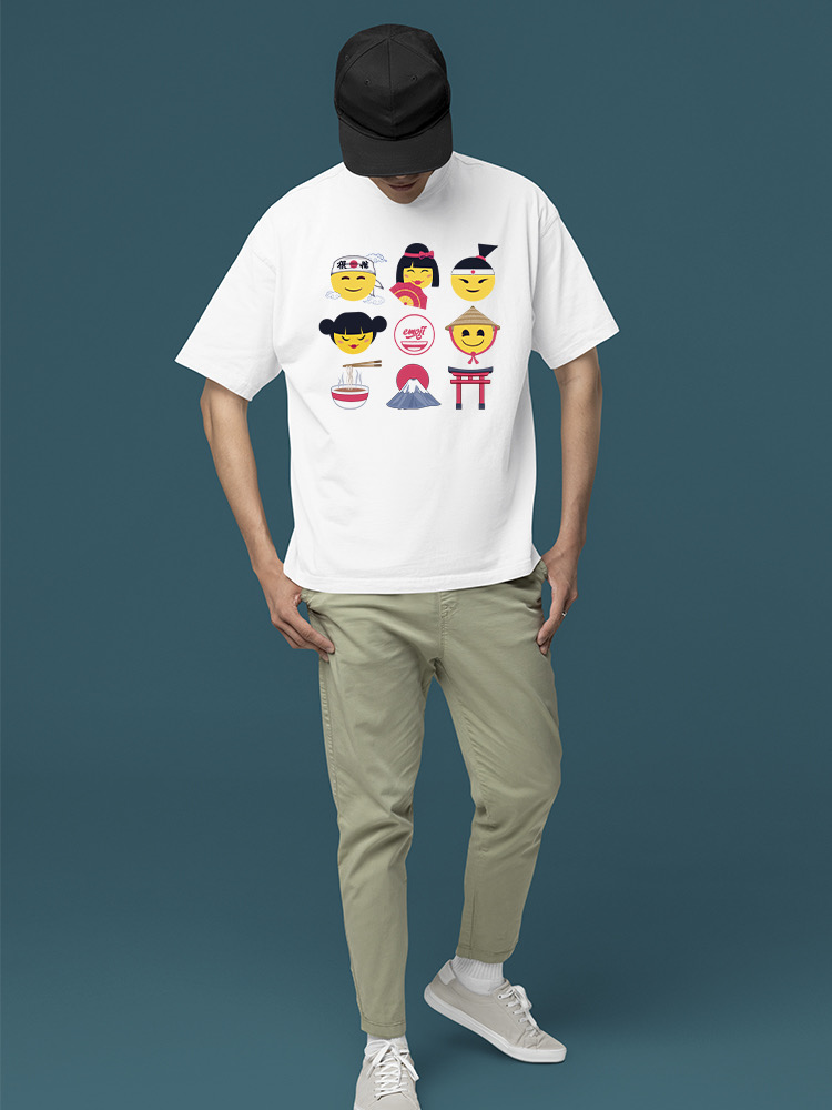 Japanische Emoji Symbole - süßes kulturelles Set Grafik Herren T-Shirt - Bild 10 von 12