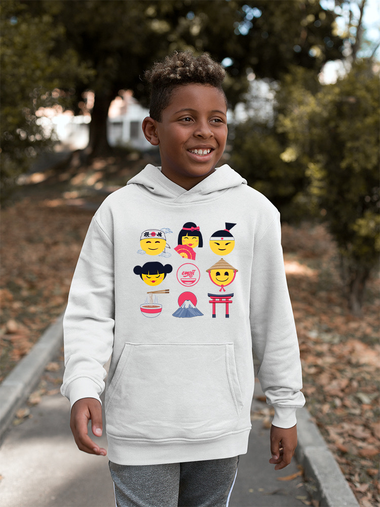 Offiziell lizenzierte Emoji japanische Ikonen - Kultur Set Grafik Jugend Hoodie - Bild 6 von 8