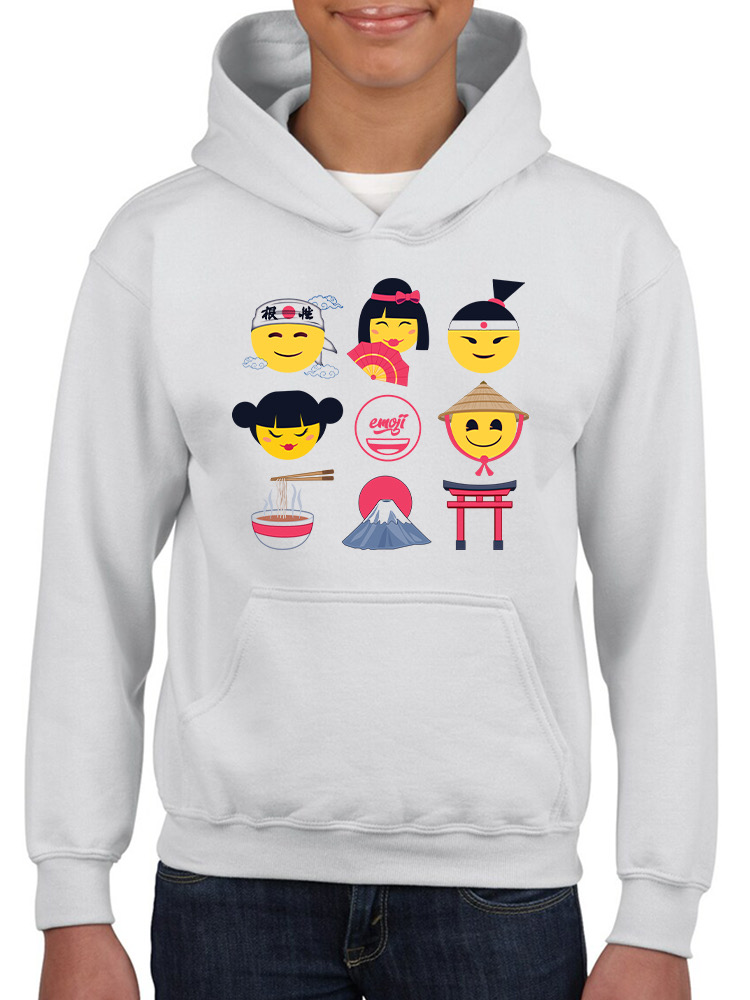Offiziell lizenzierte Emoji japanische Ikonen - Kultur Set Grafik Jugend Hoodie - Bild 5 von 8