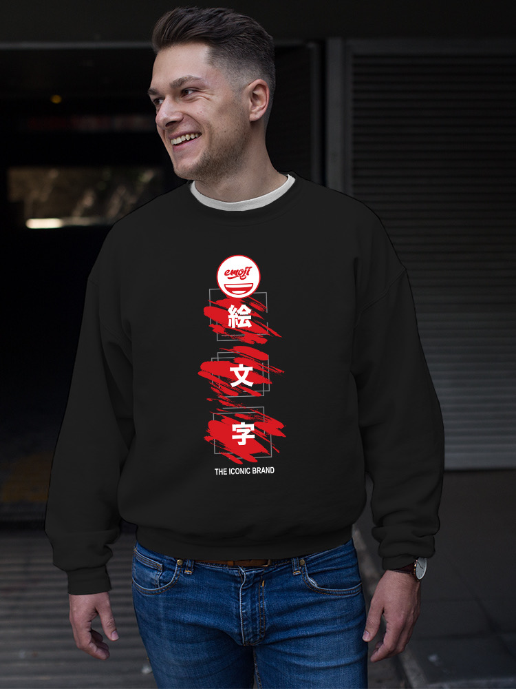 Emoji Kanji Art - The Iconic Brand Graphic Men's Sweatshirt - Picture 6 of 12