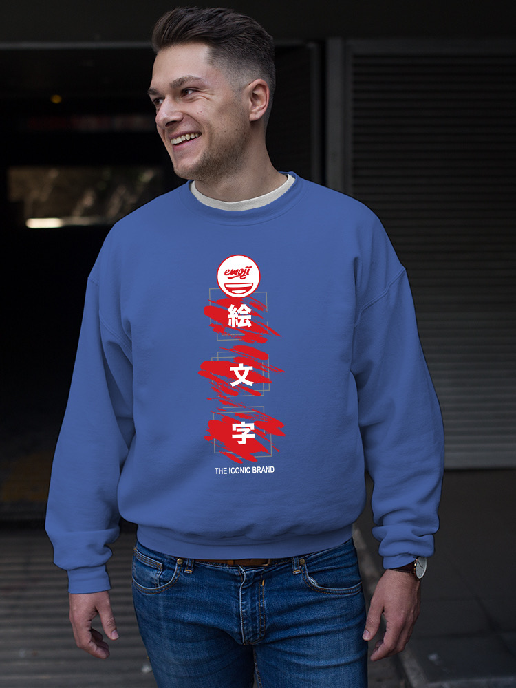 Emoji Kanji Art - The Iconic Brand Graphic Men's Sweatshirt - Picture 10 of 12