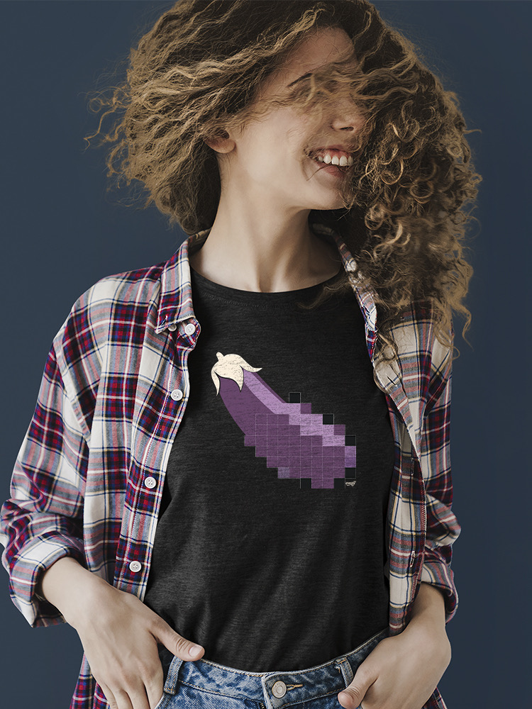 Pixel Aubergine Fun Emoji - Retro Meme Art Design Damen T-Shirt - Bild 10 von 32