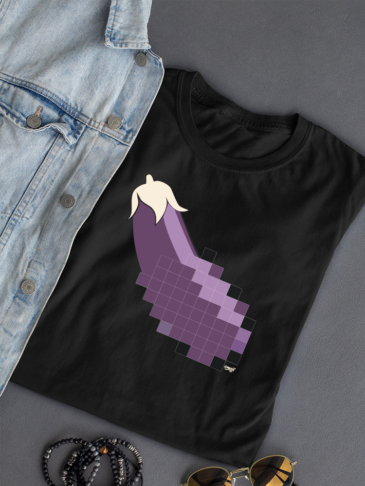 Pixel Aubergine Fun Emoji - Retro Meme Art Design Damen T-Shirt - Bild 11 von 32