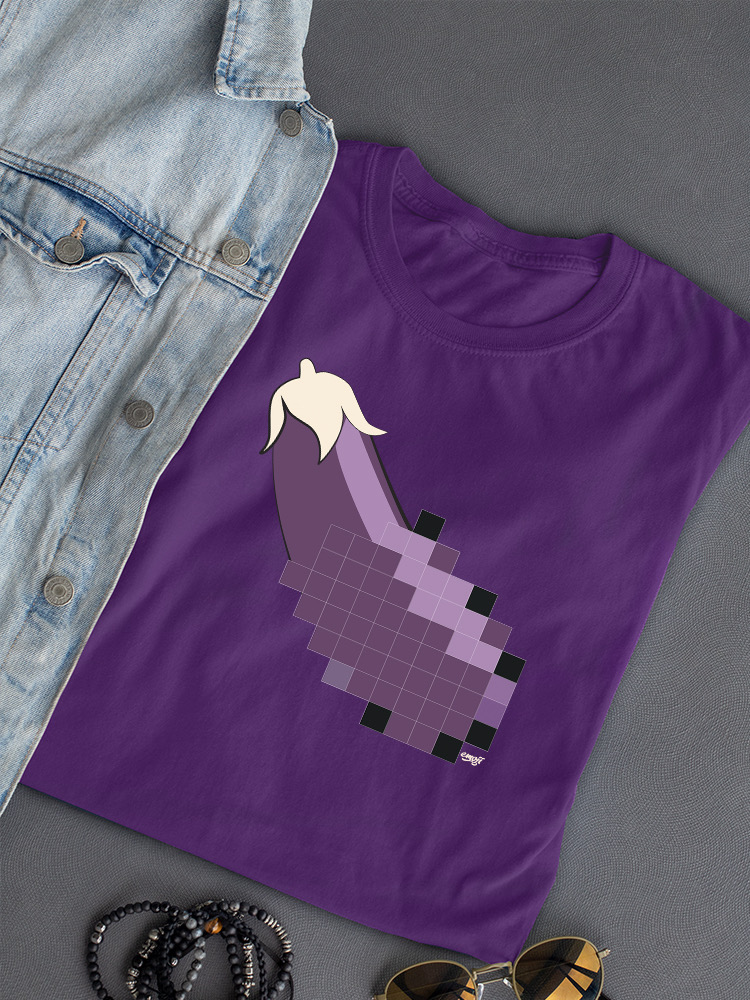 Pixel Aubergine Fun Emoji - Retro Meme Art Design Damen T-Shirt - Bild 19 von 32