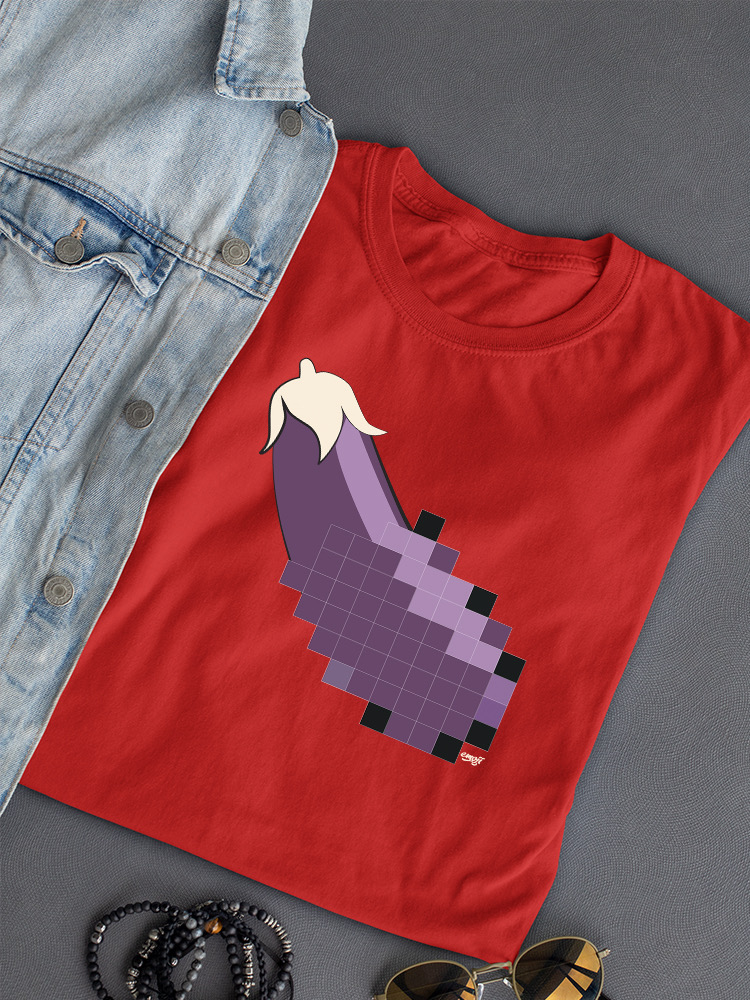 Pixel Aubergine Fun Emoji - Retro Meme Art Design Damen T-Shirt - Bild 23 von 32