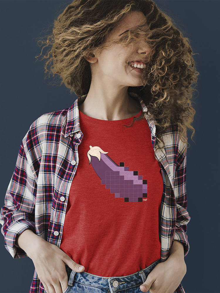 Pixel Aubergine Fun Emoji - Retro Meme Art Design Damen T-Shirt - Bild 22 von 32