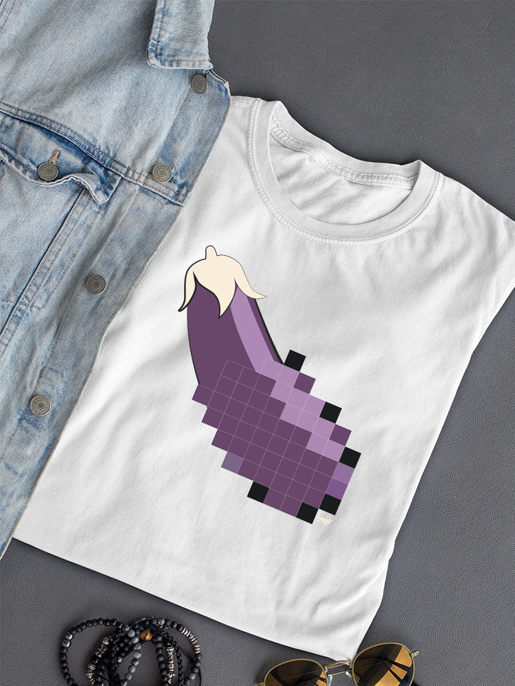 Pixel Aubergine Fun Emoji - Retro Meme Art Design Damen T-Shirt - Bild 31 von 32