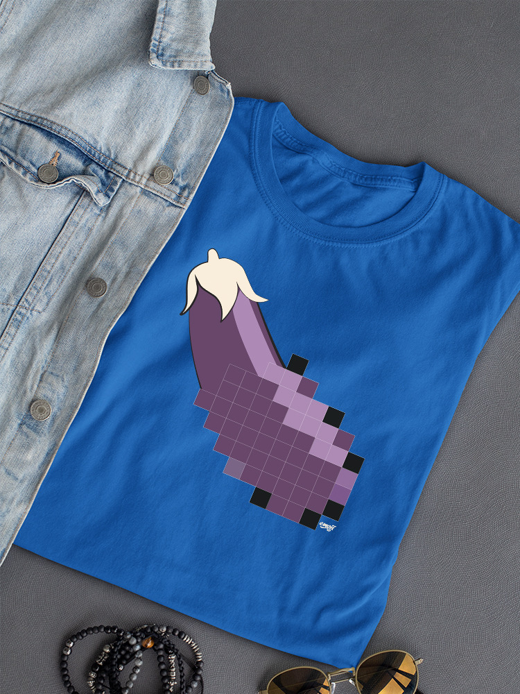 Pixel Aubergine Fun Emoji - Retro Meme Art Design Damen T-Shirt - Bild 27 von 32