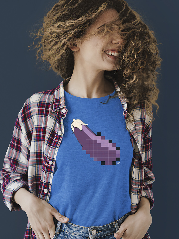 Pixel Aubergine Fun Emoji - Retro Meme Art Design Damen T-Shirt - Bild 26 von 32
