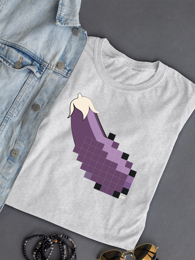 Pixel Aubergine Fun Emoji - Retro Meme Art Design Damen T-Shirt - Bild 7 von 32